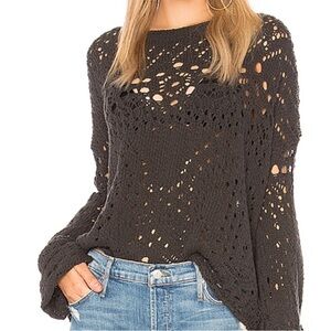 Free People Black Open-Knit Sweater